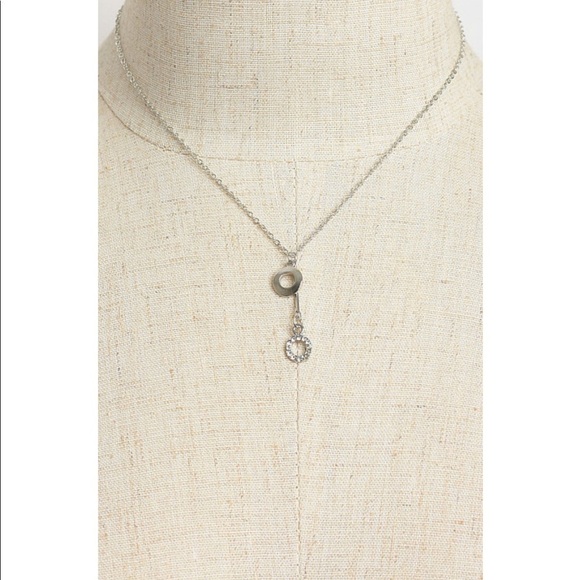 Silver 8" Crystal Ring Drop Necklace - Picture 1 of 2